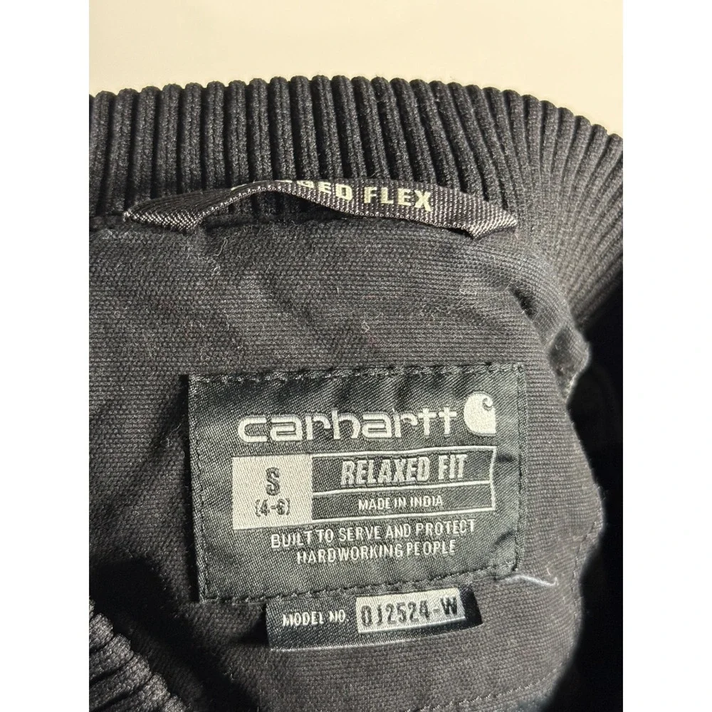 Carhartt Rugged Flex Bomber Jacket Womens Small Black Canvas Full Zip 102524-W - Picture 6 of 8